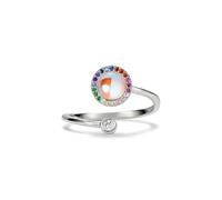 PERIMADE Bague tournante en argent sterling 925 avec pierre de lune pour femme, oxyde de zirconium arc-en-ciel, bague de contournement pour soulager l'anxiété et le stress, bijou apaisant tendance