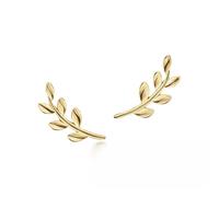 PERIMADE Boucles d'oreilles à tige délicates en forme de feuille d'olivier pour femme, en argent sterling 925 plaqué or 18 carats, tendance, minimaliste, amitié, nature, cadeau d'anniversaire, Argent