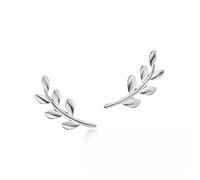 PERIMADE Boucles d'oreilles à tige délicates en forme de feuille d'olivier pour femme, en argent sterling 925 plaqué or 18 carats, tendance, minimaliste, amitié, nature, cadeau d'anniversaire, Argent