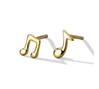 PERIMADE Boucles d'oreilles à tige en forme de note de musique plaquées or 18 carats - Hypoallergéniques - Ne ternit pas - En argent sterling 925 massif - Tendance - Cadeau d'anniversaire ou d'amitié