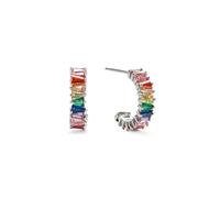 PERIMADE Boucles d'oreilles créoles plaquées or arc-en-ciel LGBTQ Pride - Argent sterling 925 massif - Oxyde de zirconium - Hypoallergéniques - Pour homosexuel, lesbienne, bisexuel - Cadeau