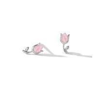 PERIMADE Boucles d'oreilles délicates en forme de tulipe rose pour femme, en argent sterling 925 plaqué or 18 carats, ne ternit pas, pour anniversaire, meilleure amie, mariage, cadeau