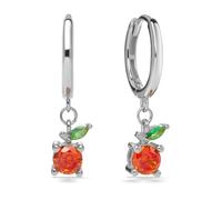 PERIMADE Boucles d'oreilles pendantes en argent sterling 925 massif orange pour femme, plaqué or 18 carats, mignonnes créoles en forme de fruits oranges, hypoallergéniques, ne ternissent pas, bijoux