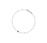 PERIMADE Bracelet à breloques contre le mauvais œil en argent sterling 925 et émail bleu turc pour femme, plaqué or 18 carats, chaîne de perles empilables, bijoux de protection porte-bonheur, One Size