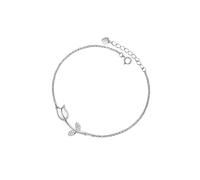 PERIMADE Bracelet à breloques tulipe en argent sterling 925 plaqué or avec opale et oxyde de zirconium - Pour anniversaire, amitié, cadeau pour femme, mère, épouse, fille, meilleure amie, One Size