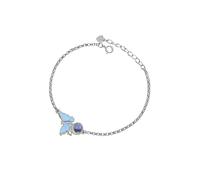 PERIMADE Bracelet de projection d'images personnalisé pour femme, bracelet à breloques commémoratif avec photo, texte personnalisé et amour en 100 langues - Bracelet mémoire papillon bleu - Cadeau