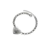 PERIMADE Bracelet personnalisé en forme de cœur avec empreintes digitales gravées - En argent sterling 925 - Cadeau commémoratif pour mère et meilleure amie, No Custom, Argent sterling, Pas de gemme
