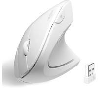PERIMICE-713W Souris Verticale Ergonomique sans Fil 2,4 GHz avec r¿¿cepteur USB, Interrupteur, Design ¿¿ 6 Boutons, 3 Niveaux de DPI, pour droitier, Blanche