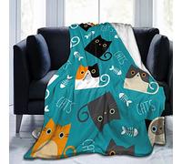 Perinsto Couverture polaire ultra douce et chaude pour toutes saisons avec motif de chats amusants et mignons pour lit, chaise, voiture, canapé, chambre à coucher, 152,4 x 127 cm