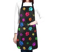 Perinsto Tablier imperméable avec 2 poches pour animal de compagnie Motif pattes d'animaux de compagnie Pour le toilettage, la cuisine, la pâtisserie, la peinture, le jardinage