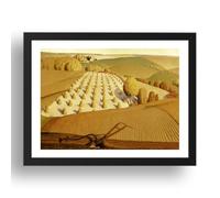 Period Prints Cadre A4 Farm Field par Grant Wood,
