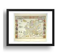 Period Prints Carte antique de l'Europe c1650 par Willem Blaeu, encadrement, format A3