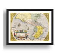 Period Prints Carte des Amériques 1579 par Abraham Ortelius, encadrement, format A2