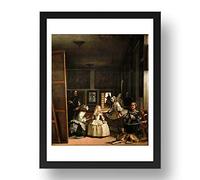 Period Prints Diego Velázquez : Las Meninas 1656 Art vintage Reproduction Affiche Murale A3 dans cadre noir 17 x 13 (A3)