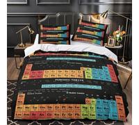 Periodic Table Housse de Couette 3D Imprimé Microfibre Résistante 3 Pièces Taie Super Douce Chemistry Education Linge de Lit Ultra Douce Entretien Facile for Adultes Enfants Super king（260x220cm）