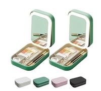 Periodicali Travel Makeup Mirror, Periodicali Travel Makeup Bag, Cosmetic Storage Box, LED Three-Color Adjustable Makeup Mirror (Green*2)