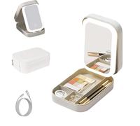 Periodicali Travel Makeup Mirror,Periodicali Travel Makeup Bag,Portable LED Makeup Mirror Case,Foldable with LED Fill Light, Dustproof and Portable, for Women Daughter Mother (White)