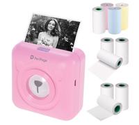 PeriPage Mini Pocket BT Imprimante thermique pour imprimer l'Etiquette,Photo,Reçu,Memo avec 9 rouleaux de papier thermique Rose