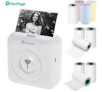 PeriPage Mini Pocket BT Imprimante thermique pour imprimer l'Etiquette,Photo,Reçu,Memo avec 9 rouleaux de papier Blanc