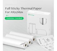 PeriPage Rouleau d'autocollants imprimables 107 x 30mm Papier thermique auto-adhésif sans bisphénol A9 Max/A9s Max Mini BT Imprimante thermique mobile sans fil, 3 rouleaux