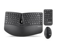 Perixx Kit de clavier ergonomique sans fil PERIDUO-606A - Design divisé compact avec souris verticale et pavé numérique externe - angles de frappe réglables - UK QWERTY