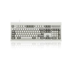 Perixx PERIBOARD-106M Clavier filaire USB plein format avec design ergonomique, design rétro/vintage, gris/blanc