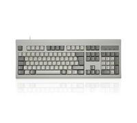 Perixx PERIBOARD-106M, Clavier USB Efficace Full Size, Touches ergonomiques incurvées, Style rétro Classique, Gris et Blanc, QWERTY Espagnol