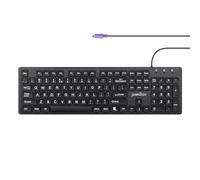 Perixx PERIBOARD-117P Clavier PS2 Filaire Taille Standard - Pavé Numérique - Lettres en Gros - Noir - US English