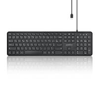 Perixx Clavier filaire USB C PERIBOARD-210C Pleine taille, touches ciseaux silencieuses Noir AZERTY