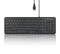 Perixx PERIBOARD-213B - Clavier d'Ordinateur USB Compact Filaire avec Pavé Numérique - Touches Silencieuses à Profil Bas - Commutateurs à Ciseaux - Touches Multimédias - Disposition Italienne - Noir