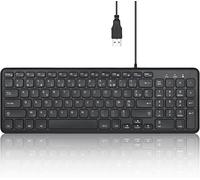Perixx PERIBOARD-213U, Clavier Compacte Silencieux Filiare - Clavier Chiclet avec Touches Ciseaux Silencieuses et Touches Multimédia pour Windows - AZERTY Français - Noir