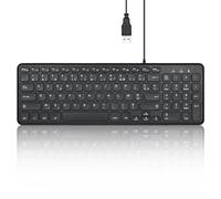 Perixx PERIBOARD-213U, Clavier Compacte Silencieux Filiare - Clavier Chiclet avec Touches Ciseaux Silencieuses et Touches Multimédia pour Windows - AZERTY Français - Noir