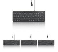 perixx PERIBOARD-213U, Clavier Compacte Silencieux Filiare - Clavier Chiclet avec Touches Ciseaux Silencieuses et Touches Multimédia pour Windows - AZERTY Français - Noir (Lot de 4)