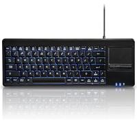 perixx PERIBOARD-315 H US, Backlit Keyboard with Touchpad - Wired USB Interface with 2xUSB Hubs - Blue Backlit Feature - US English Layout
