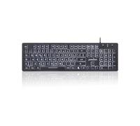 Perixx PERIBOARD-317 Clavier rétroéclairé LED blanc USB Filaire, pleine taille, grandes lettres, disposition italienne QWERTY
