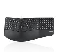 Perixx PERIBOARD-330B, Clavier Ergonomique Filaire QWERTY US avec Repose-Poignets réglable, Rétro-éclairé et Touches à Membrane à Profil Bas, 2 Ports USB supplémentaires, Clavier US