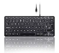 perixx PERIBOARD-332 Clavier rétroéclairé, mini USB filaire avec grandes touches de police, luminosité réglable, profil fin, LED blanche, QWERTY britannique