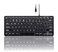 Perixx PERIBOARD-332 Clavier USB à rétroéclairage Filaire - Mini 11,22 x 4,57 x 0,83 Pouces - Clés de Ciseaux Fines avec Big Font - LED illuminées Blanches - Anglais américain