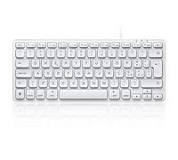 Perixx PERIBOARD-332 Clavier USB filaire rétroéclairé - Mini clavier Mac - Touches à ciseaux fins avec de grandes polices - LED blanches éclairées - Disposition française
