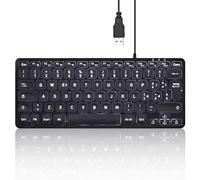 Perixx PERIBOARD-332BIT Mini Clavier rétroéclairé Filaire USB - Grandes Polices - Touches à Profil Bas - Rétroéclairage LED Blanc réglable - Disposition Italienne - Noir
