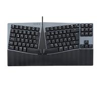 perixx PERIBOARD-335 BL DE USB Clavier Allemand, QWERTZ Noir éclairé, Ergonomique