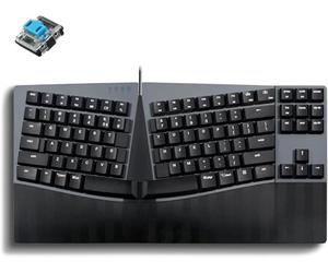 Perixx PERIBOARD-335BL Clavier Mécanique Compact Filaire Ergonomique Commutateurs à clic Bleu Fonction Programmable avec Touches Macro Compatible Windows et Mac OS X US Anglais US