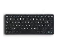 perixx PERIBOARD-416 DE Mini clavier filaire USB silencieux avec 4 hubs, touche de ciseaux de type X sans bruit de clic, touches imprimées en gros caractères, câble USB-C/A amovible, QWERTZ allemand