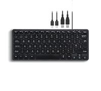 perixx PERIBOARD-416 Mini clavier filaire USB avec 4 hubs - Touches ciseaux de type X - Grandes touches d'impression - Câble USB-C/A détachable - Anglais anglais anglais