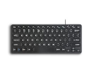 Perixx PERIBOARD-416 Mini clavier filaire USB avec 4 hubs - Touches ciseaux de type X - Touches Big Print - Câble USB-C/A détachable - Anglais américain