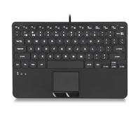 Perixx PERIBOARD-425 Mini clavier USB filaire américain avec pavé tactile, touches ciseaux de type X, rétroéclairé, 2 concentrateurs USB, compact 29 x 18 x 2,8 cm, anglais américain