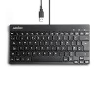 perixx PERIBOARD-426 Mini Clavier Filaire USB Compact, Disposition Britannique QWERTY, Design léger, idéal pour la Maison et Le Bureau, Touches multimédia, Noir