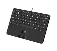 Perixx PERIBOARD-427 US Clavier USB rétroéclairé filaire avec boule de commande - Fonction rétroéclairé blanc et rouge - Compact 29 x 18 x 2,8 cm - 2 concentrateurs USB intégrés - Anglais américain
