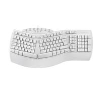perixx PERIBOARD-512 Clavier filaire ergonomique avec 7 touches multimédia, blanc, disposition britannique
