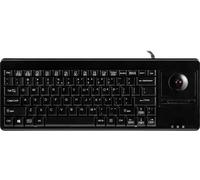 Perixx PERIBOARD-514 H PLUS USB Clavier anglais US, QWERTY noir trackball intégré, boutons de souris, port USB